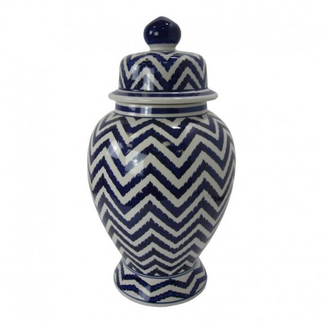 OUTLET-CERAMICZNA WAZA/ WAZON GRANATOWA CHEVRON-21X42CM