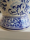OUTLET- CERAMICZNA WAZA/ AMFORA/ WAZON W GRANATOWO- NIEBIEKIE KWIATY 17X32CM