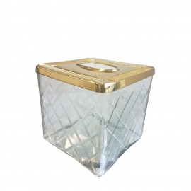 Outlet- Pudełko na chusteczki kwadratowe, złote 14x14x13cm