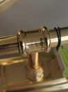 OUTLET- KINKIET ZŁOTY NA PROSTOKĄTNEJ ROZECIE- 31CM