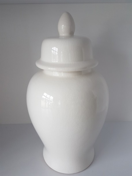 WAZA/ AMFORA CERAMICZNA BIAŁA CRACKLE- 23XH46CM