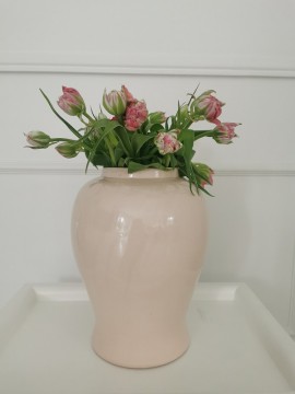 Wazon ceramiczny różowo- łososiowy 23x34cm