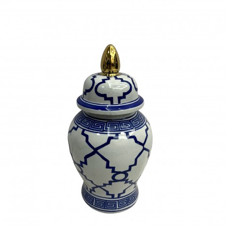 Outlet- Waza, Amfora ceramiczna szaro- granatowo- złota S- 30cm