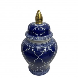WAZA- WAZON CERAMICZNY GRANATOWO- BIAŁO- ZŁOTA
