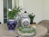 WAZA- WAZON CERAMICZNY GRANATOWO- BIAŁO- ZŁOTA