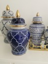 WAZA- WAZON CERAMICZNY GRANATOWO- BIAŁO- ZŁOTA