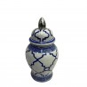 WAZA- WAZON CERAMICZNY BIAŁO-GRANATOWO- SREBRNY S
