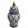WAZA- WAZON CERAMICZNY BIAŁO-GRANATOWO-ZŁOTY L
