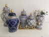 WAZA- WAZON CERAMICZNY BIAŁO-GRANATOWO-ZŁOTY L