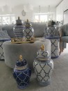 WAZA- WAZON CERAMICZNY BIAŁO-GRANATOWO-ZŁOTY L