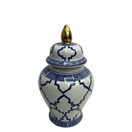 WAZA- WAZON CERAMICZNY BIAŁO-GRANATOWO-ZŁOTY M
