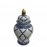 WAZA- WAZON CERAMICZNY BIAŁO-GRANATOWO-ZŁOTY M