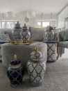 WAZA- WAZON CERAMICZNY BIAŁO-GRANATOWO-ZŁOTY S